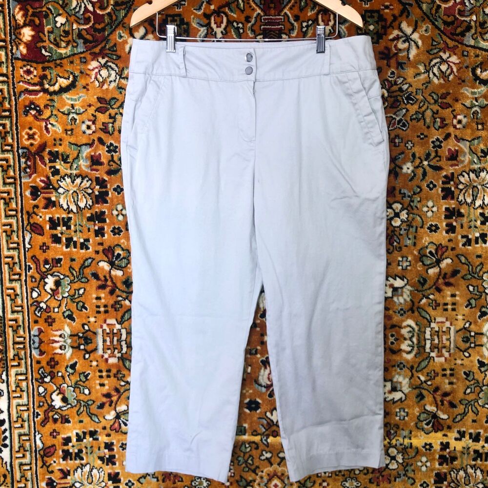 Sandro Sportswear Light Grey Capri Pants sz 14 Cotton Slim Fit Cropped Trousers - Picture 7 of 7